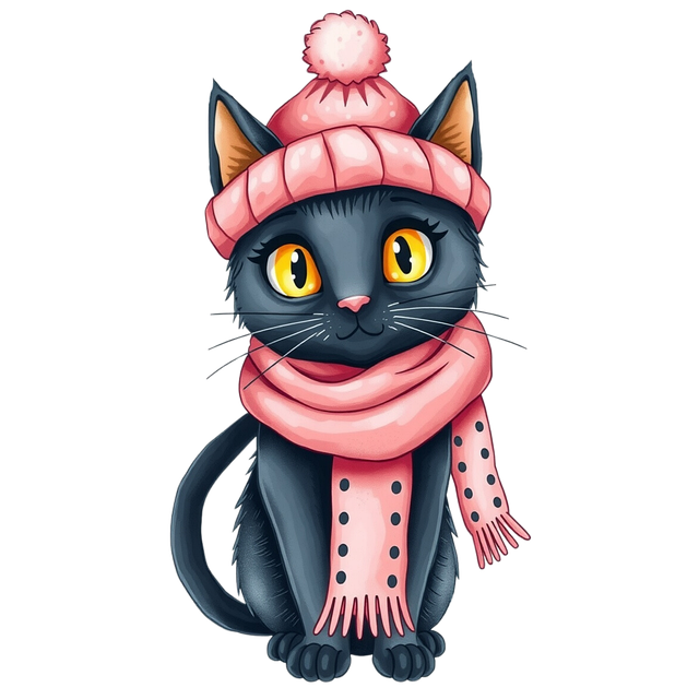 black cat, cute cat, cat, pet, feline, animal, winter cat, nature, cozy cat, kitten, ai generated