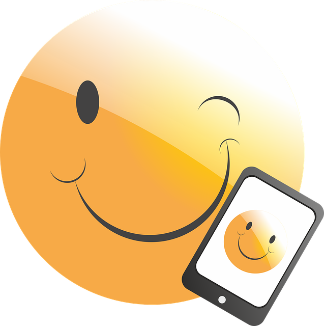 mobile, smartphone, phone, emoticon, smiley, smile, grin, face, to wink, wink at