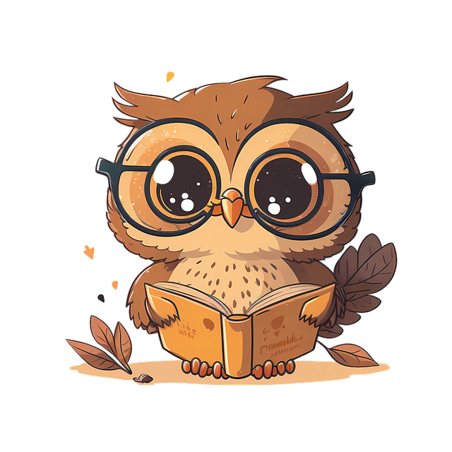 owl, book, cartoon, reading, cute, smart, artistic, creative, face, minimalist, trendy, design, drawing, imagination, cutout